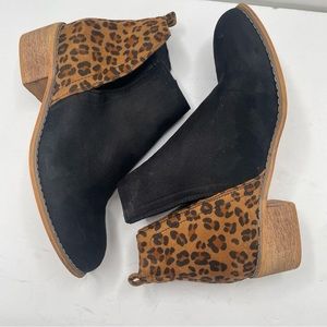 Split Boots  Size 9 Black Leopard Faux Suede Boutique by Corky's Shield Women's